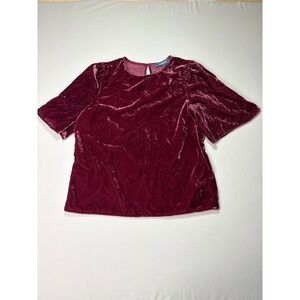 ModCloth Velvet Top Burgundy Women's Short Sleeve Blouse Medium‎